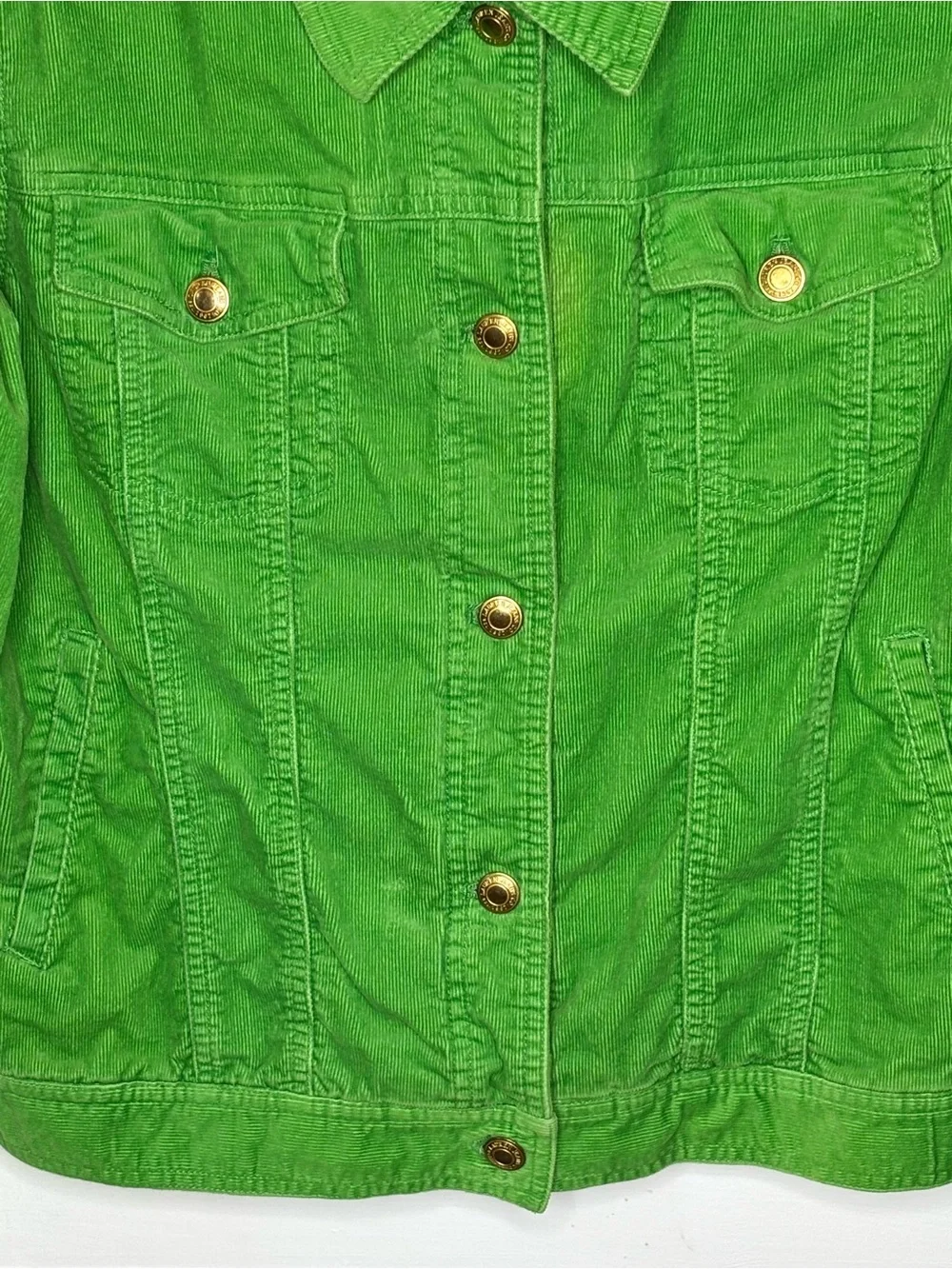 Lauren Jeans Co. Lime Green Corduroy Jacket Size M Gold Buttons 100% Cotton - Picture 4 of 15